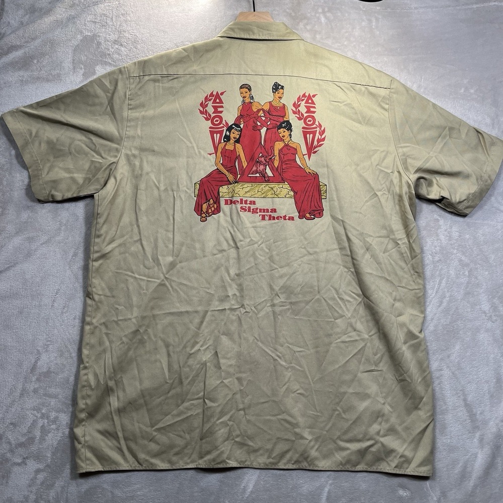 Dickies Work Shirt 2XL Delta Sigma Theta Short Sleeve Button Up